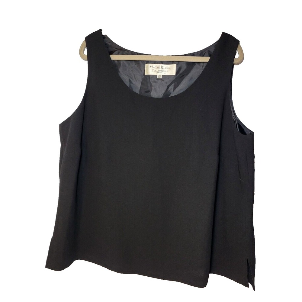 Maxie Klein Collection Black Lined Tank Top Pull Over Side Slits‎ Size 18W
